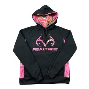 Realtree Hoodie Women Small Black Pink Camo Hunting Outdoors Sweatshirt
